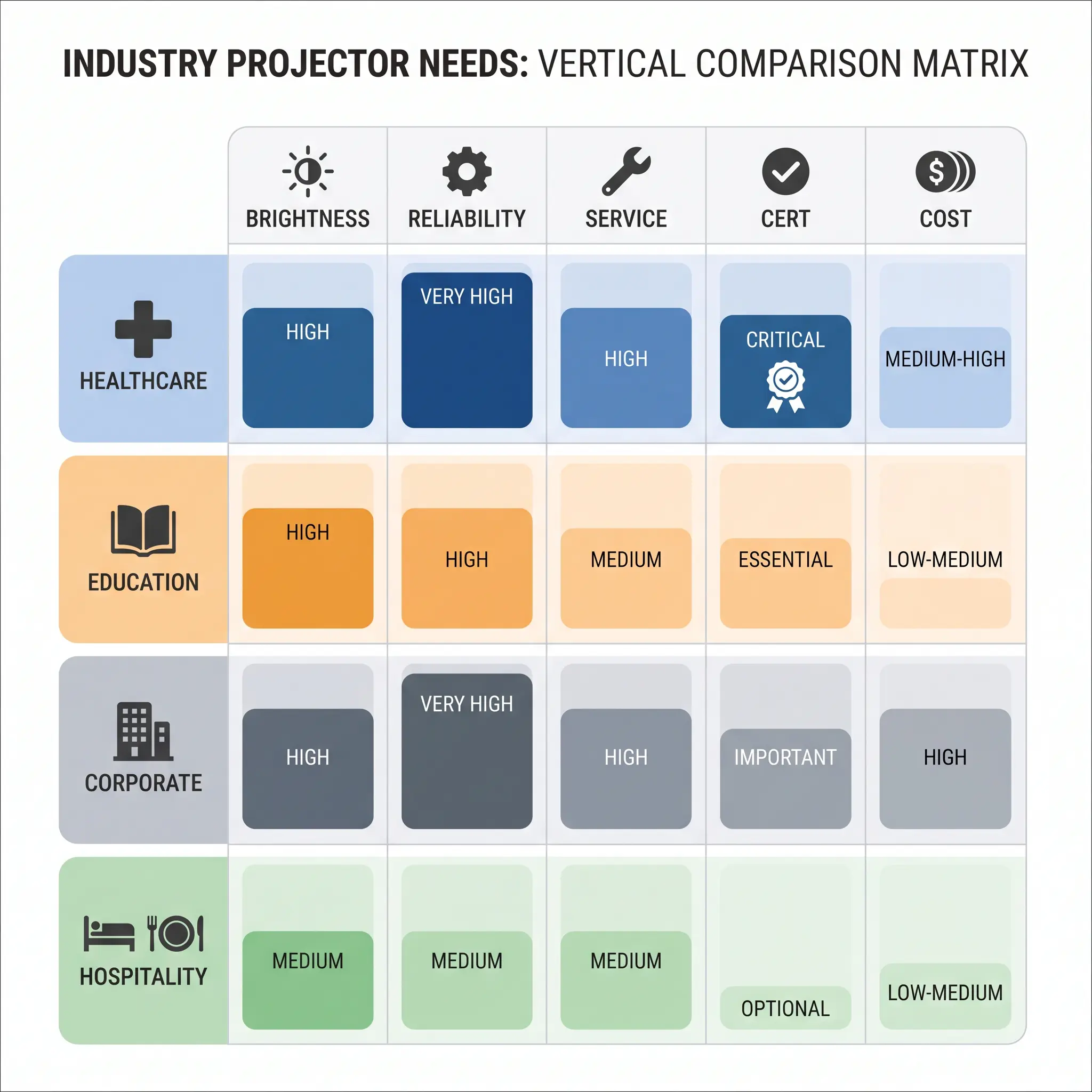 Vertical industry needs matrix 4x5