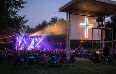 Modern church sanctuary projector: worship display setup