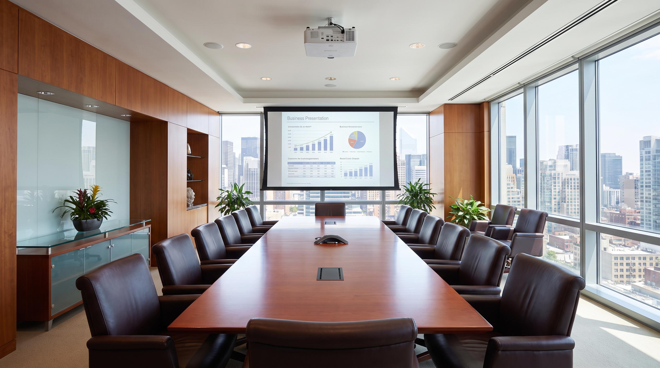 Premium boardroom with 4K projector Premium boardroom with 4K projector