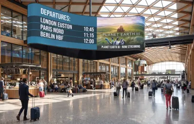 Train station projector: digital signage for rail networks