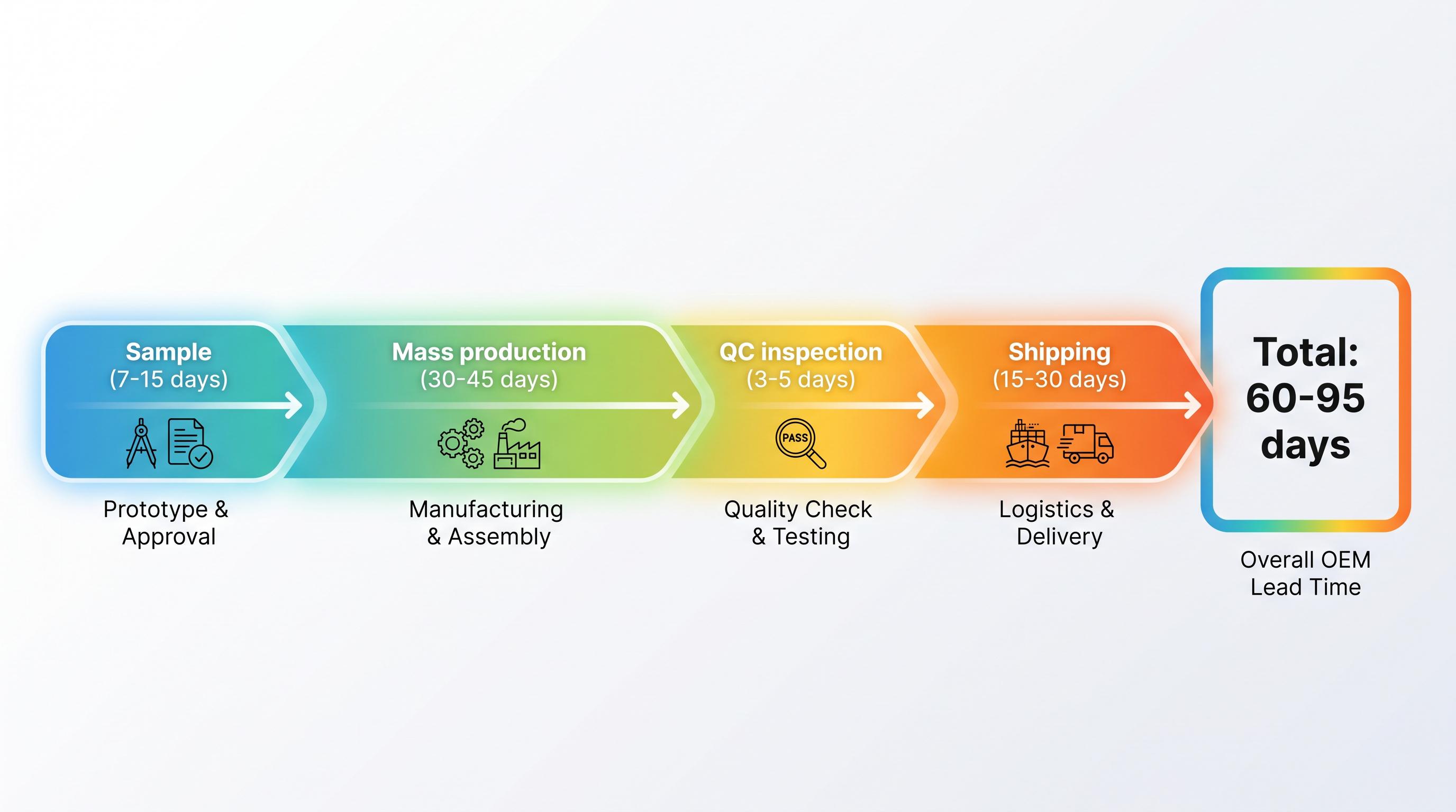 OEM lead time timeline with phases ไทม์ไลน์ระยะเวลาผลิต OEM พร้อมเฟส