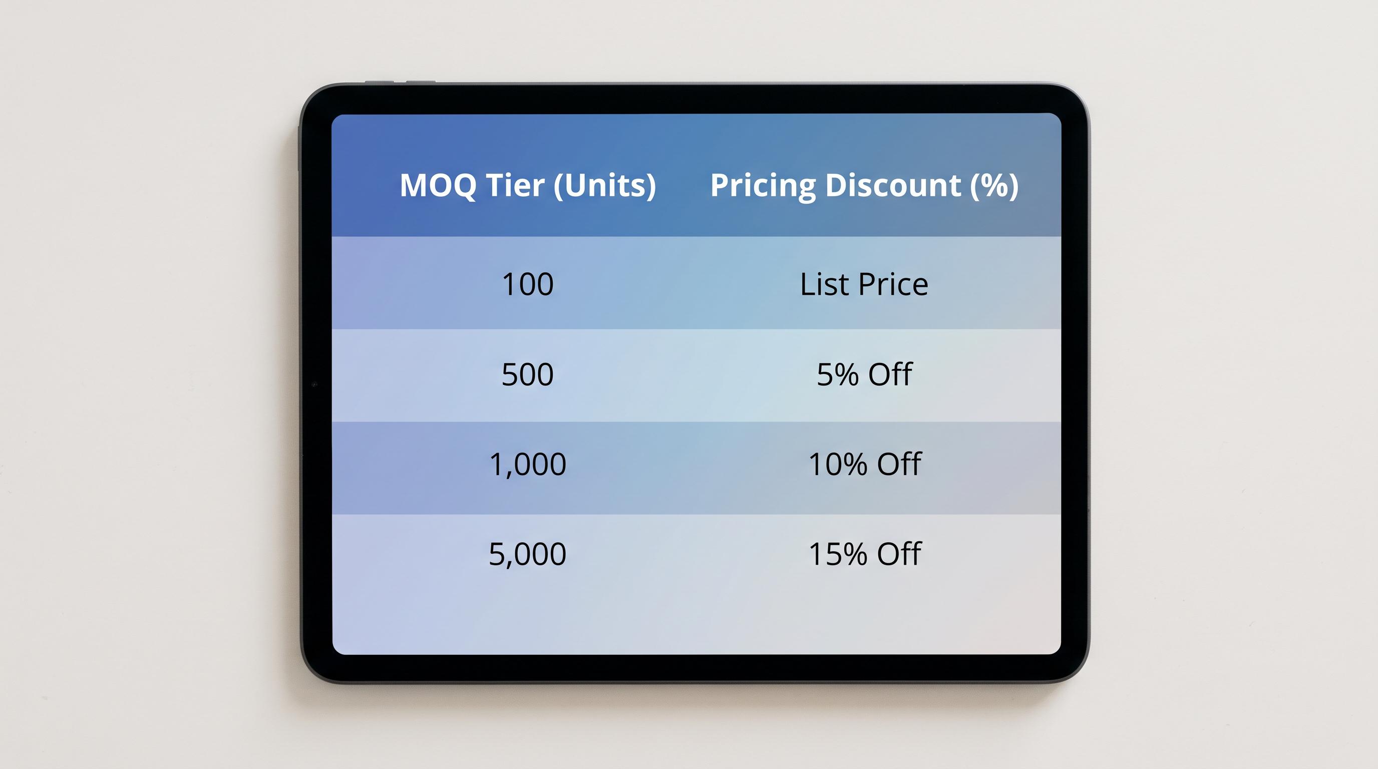 MOQ and pricing discount tier table DataMax the SKU approval workflow showing the five-day path from intake to signed PO