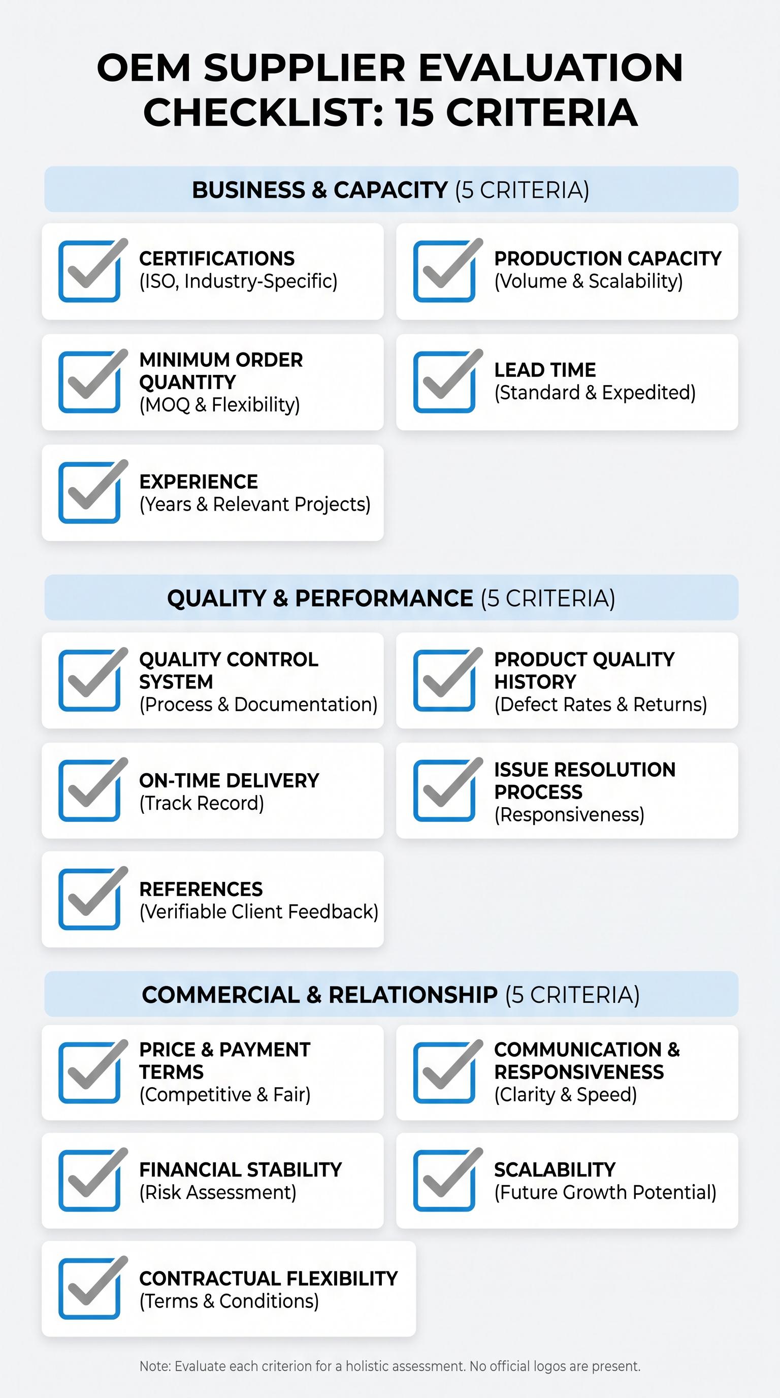 OEM supplier evaluation checklist