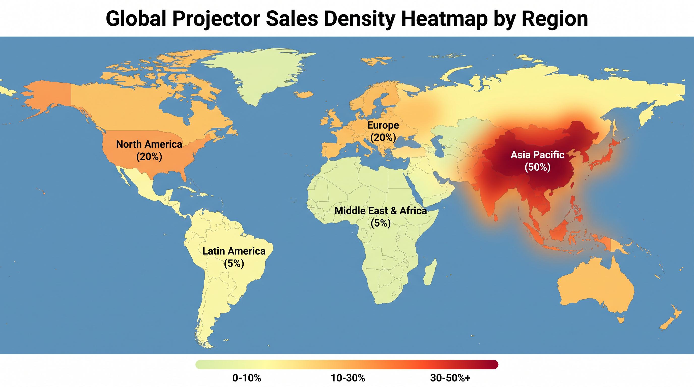 Projector sales region heatmap